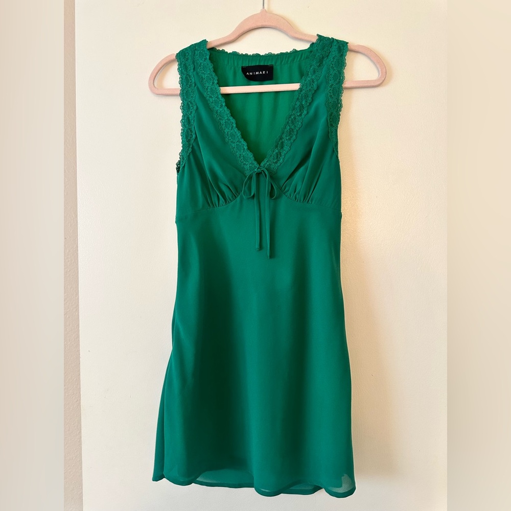 Vibrant Green Lace Mini Dress